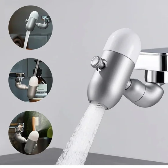 Rotatable Faucet for Bathroom Sink,Multi-Function Sink Faucet Extender (Silvery)